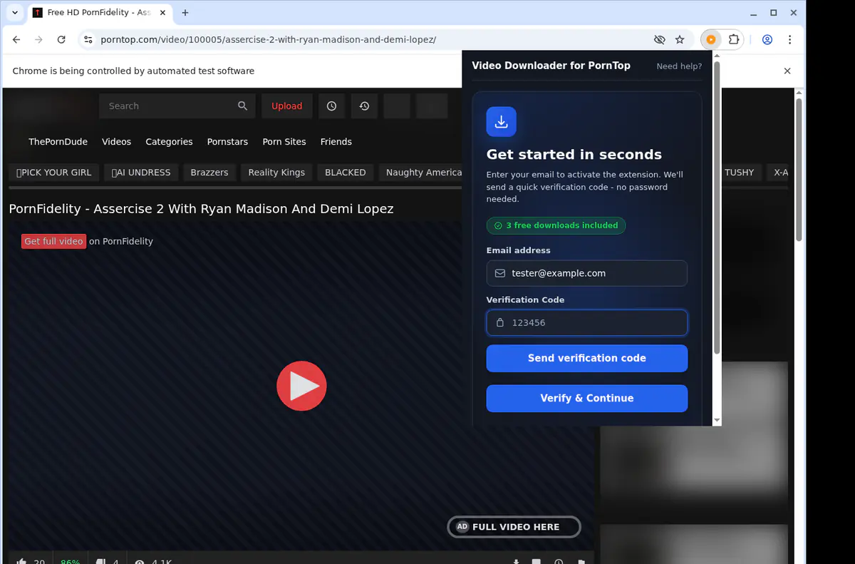 Porntop Video Downloader browser extension screenshot 4