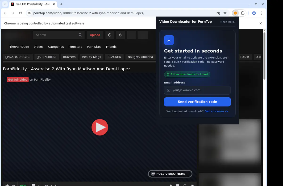 Porntop Video Downloader browser extension screenshot 5